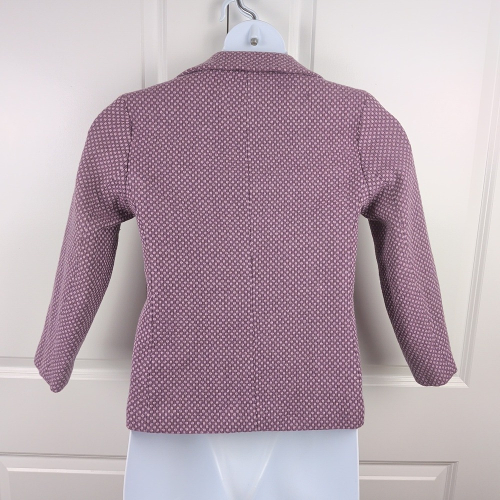 Cropped Coquett Twee Lavender 100% Wool Button Front Blazer Jacket Made in USA - Picture 4 of 8